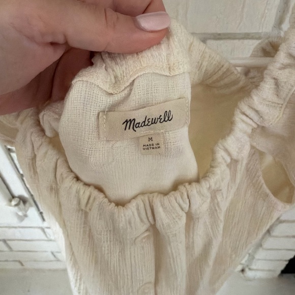 Madewell Cream Ruffled Off-Shoulder Button Front Top - Picture 2 of 2